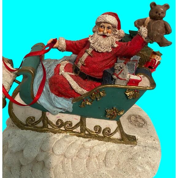 Vtg Jaimy Christmas Santa Sleigh 8 Flying Reindeer Figurine Sculpture 16” T - Picture 11 of 16
